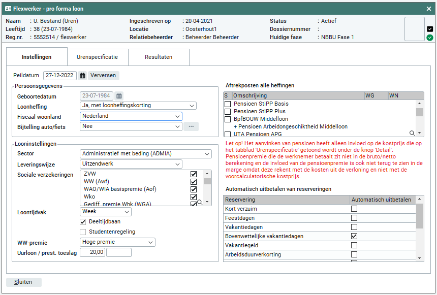 Flexwerkers Pro Forma Loon